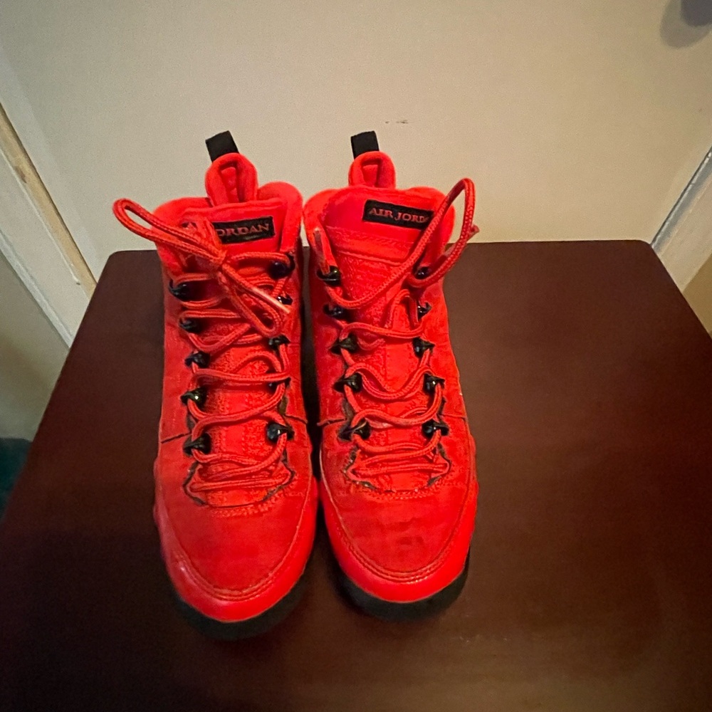 Jordan Red High-Top Sneakers Textured Design